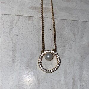 Gold Tone Faux Pearl Accent Necklace